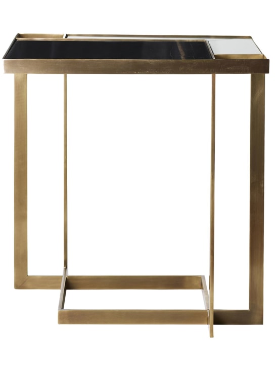 Marioni: Gary marble & glass side table - Gold/Black - ecraft_0 | Luisa Via Roma