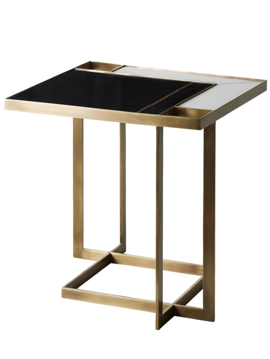 Marioni: Gary marble & glass side table - Gold/Black - ecraft_1 | Luisa Via Roma