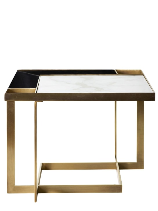 Marioni: Gary marble & glass low table - Gold/Black - ecraft_0 | Luisa Via Roma