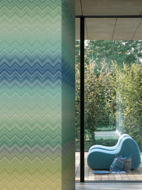 Missoni Home: Zigz Zag Sfumato wallpaper panel - Green/Blue - ecraft_1 | Luisa Via Roma