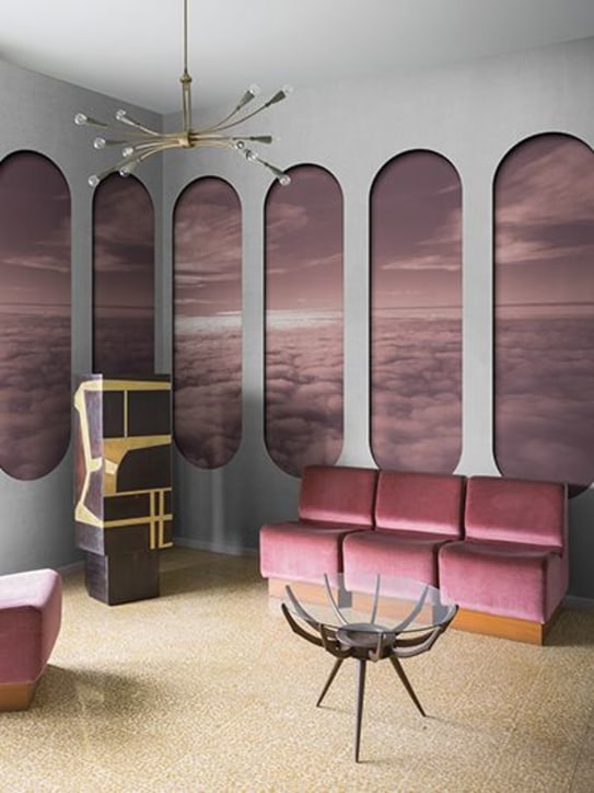 Londonart: Proiezioni Grey vinyl wallpaper - Grey/Pink - ecraft_1 | Luisa Via Roma
