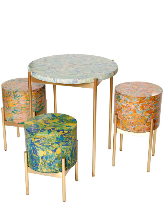 Sara Ricciardi: Grande table en laiton et scagliola - Multicolore/Or - ecraft_1 | Luisa Via Roma