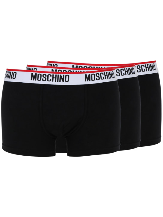 Moschino Underwear: Pack of 2 logo cotton boxer briefs - men_0 | Luisa Via Roma