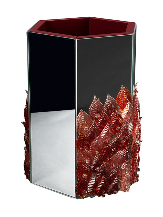 Visionnaire: Foglia hexagonal mirror vase - Red/Silver - ecraft_0 | Luisa Via Roma