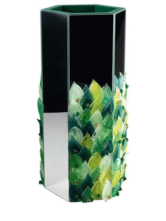 Visionnaire: Vase haut miroir hexagonal Foglia - Vert/Argent - ecraft_0 | Luisa Via Roma