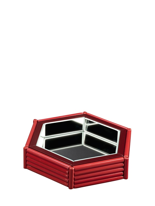 Visionnaire: Bamboo hexagonal mirror tray - Red - ecraft_0 | Luisa Via Roma