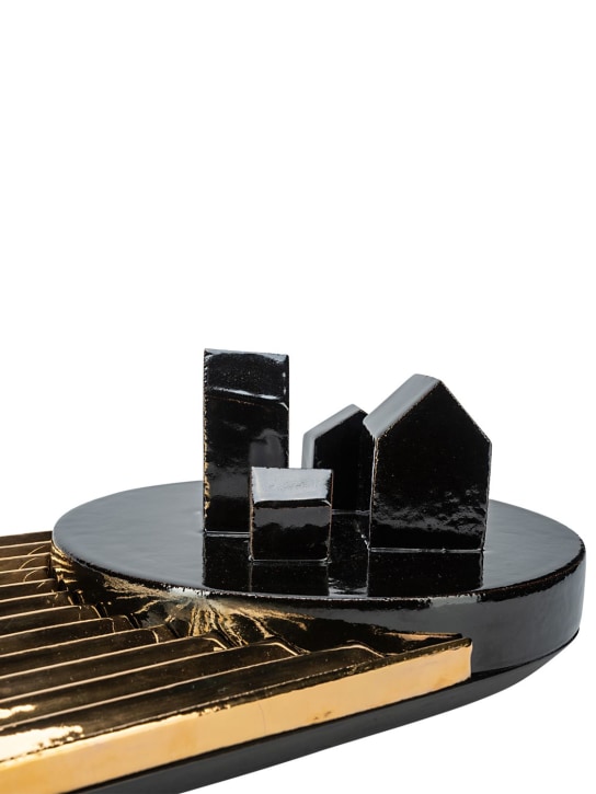 Visionnaire: Casale ceramic oval tray - Gold/Black - ecraft_1 | Luisa Via Roma