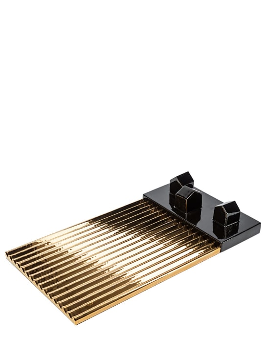 Visionnaire: Casale rectangular tray - Gold/Black - ecraft_0 | Luisa Via Roma