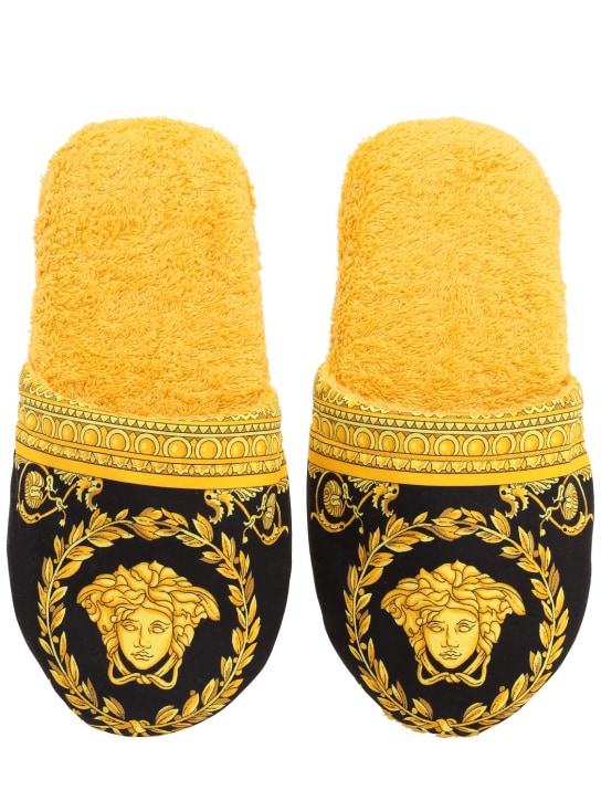 Versace: Barocco & Robe cotton slippers - Gold/Black - ecraft_3 | Luisa Via Roma