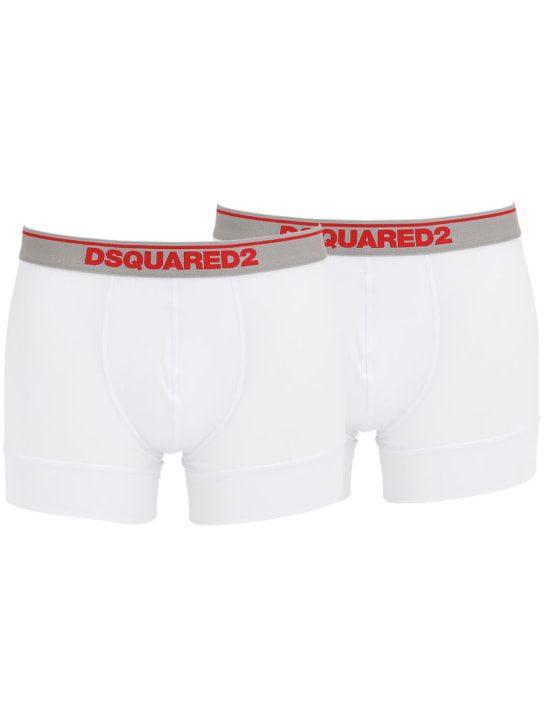 Dsquared2: Paquete de 2 calzones boxer de jersey modal - Blanco - men_0 | Luisa Via Roma