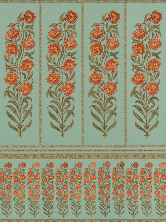 Arjumand's World: Raj flower turquoise printed wallpaper - Blau/Rot - ecraft_0 | Luisa Via Roma