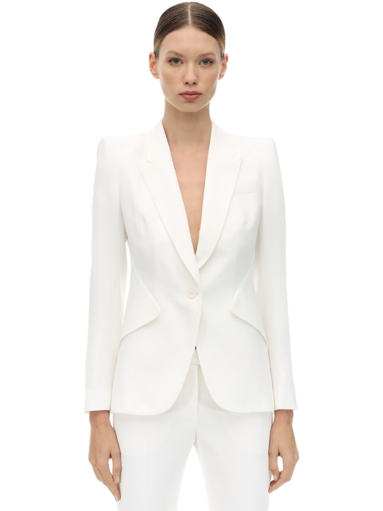 Alexander McQueen: Viscose blend blazer - White - women_1 | Luisa Via Roma