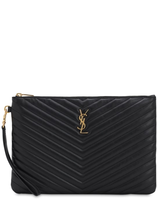 Saint laurent discount quilted leather pouch