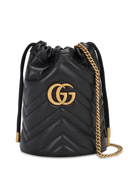 Gucci: Mini GG Marmont 2.0 leather bucket bag - Black - women_0 | Luisa Via Roma