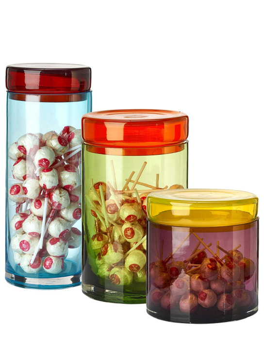 Polspotten: Caps & jars set of 3 glass containers - Multicolor - ecraft_1 | Luisa Via Roma