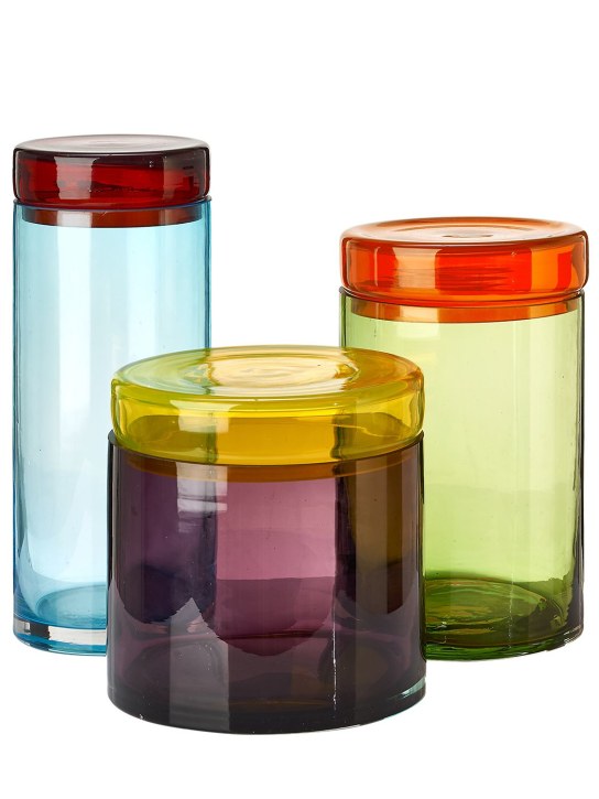 Polspotten: Set di 3 contenitori con coperchio in vetro - Multicolore - ecraft_0 | Luisa Via Roma