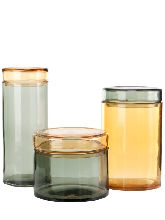 Polspotten: Caps & jars set of 3 glass containers - Multicolor - ecraft_0 | Luisa Via Roma