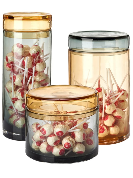 Polspotten: Caps & jars set of 3 glass containers - Multicolor - ecraft_1 | Luisa Via Roma