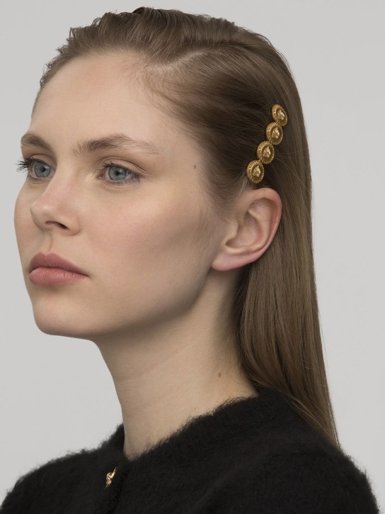 Versace: Medusa coin left side hair clip - Gold - women_1 | Luisa Via Roma
