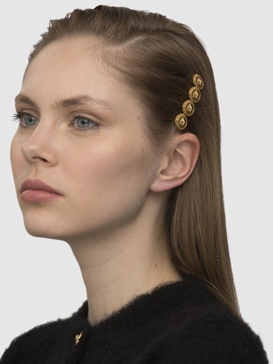 Versace: Medusa coin left side hair clip - women_1 | Luisa Via Roma