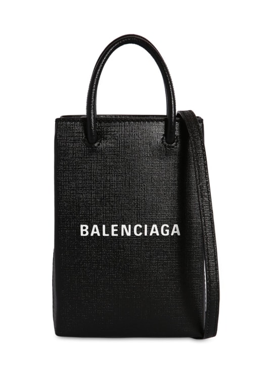 Balenciaga: Shopping レザースマートフォンホルダー - women_0 | Luisa Via Roma