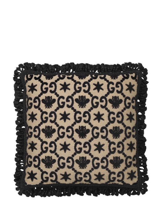 Gucci: GG jacquard cushion - Black/Multi - ecraft_0 | Luisa Via Roma