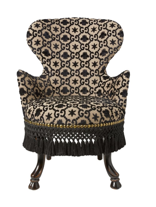 Gucci: GG jacquard armchair - Beige/Black - ecraft_0 | Luisa Via Roma