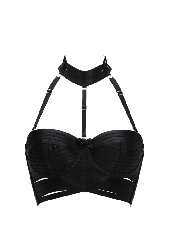 Bordelle: Minerva satin bodice corset bra - Siyah - women_0 | Luisa Via Roma