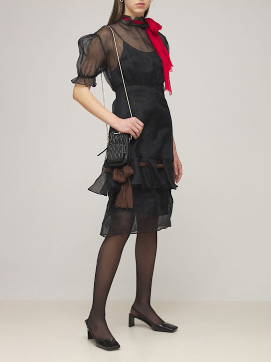 Miu Miu: VESTITO MIDI IN ORGANZA - Nero - women_1 | Luisa Via Roma