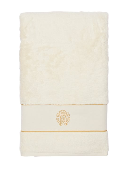 Roberto Cavalli: Cotton bath towel - Ivory - ecraft_0 | Luisa Via Roma