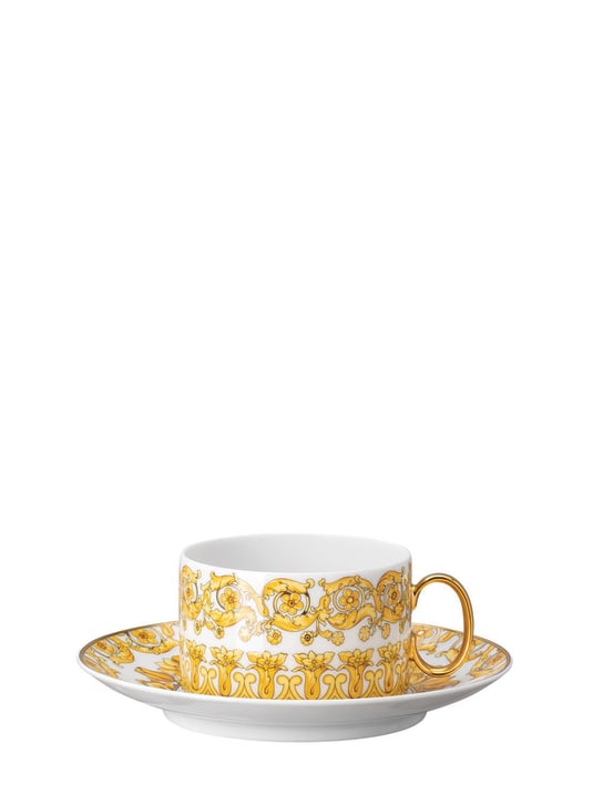 Versace: Medusa Rhapsody teacup & saucer - White/Gold - ecraft_0 | Luisa Via Roma