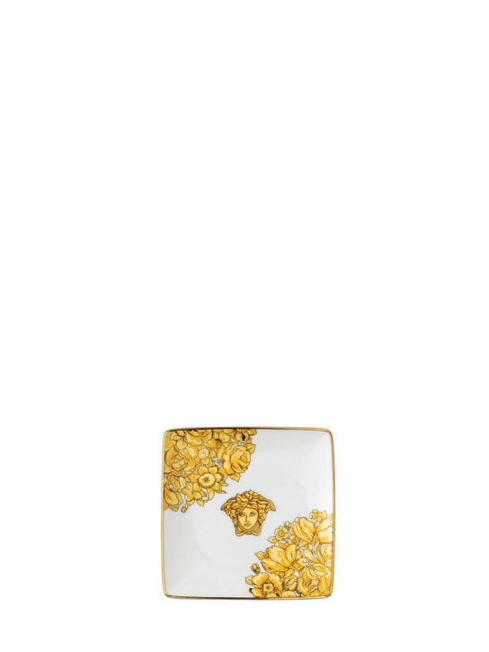 Versace: Medusa Rhapsody flat square valet tray - White/Gold - ecraft_0 | Luisa Via Roma