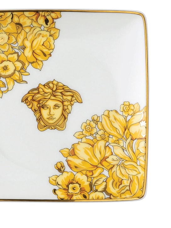 Versace: Medusa Rhapsody flat square valet tray - White/Gold - ecraft_1 | Luisa Via Roma