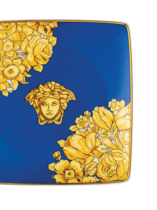 Versace: Medusa Rhapsody flat square valet tray - Blue/Gold - ecraft_1 | Luisa Via Roma