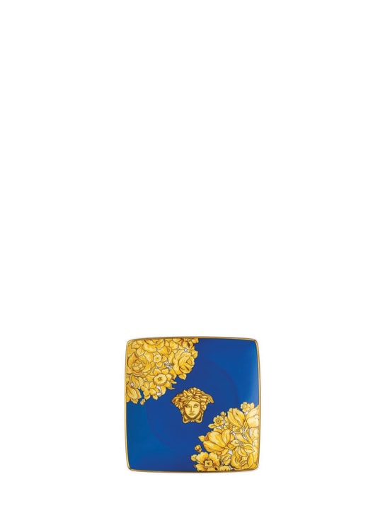 Versace: Medusa Rhapsody flat square valet tray - Blue/Gold - ecraft_0 | Luisa Via Roma