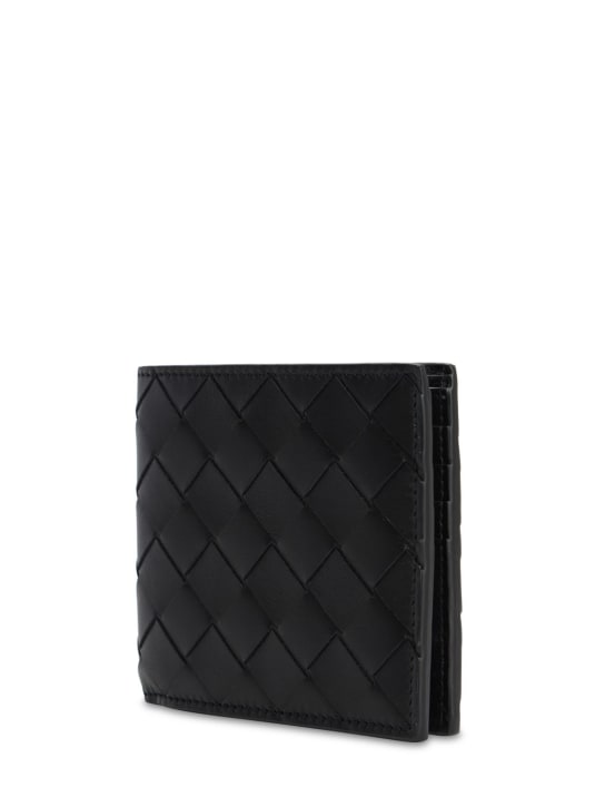 Bottega Veneta: Intrecciato leather bi-fold wallet - Siyah - men_1 | Luisa Via Roma