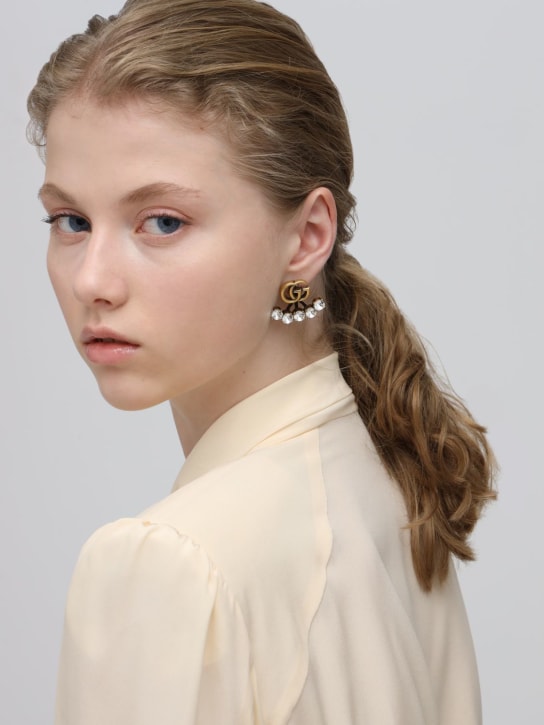 Gucci: GG Marmont crystal mono earring - women_1 | Luisa Via Roma