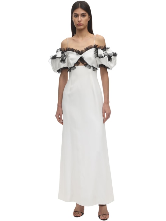 Givenchy: RUFFLED CREPE ENVERS SATIN DRESS - White - women_0 | Luisa Via Roma
