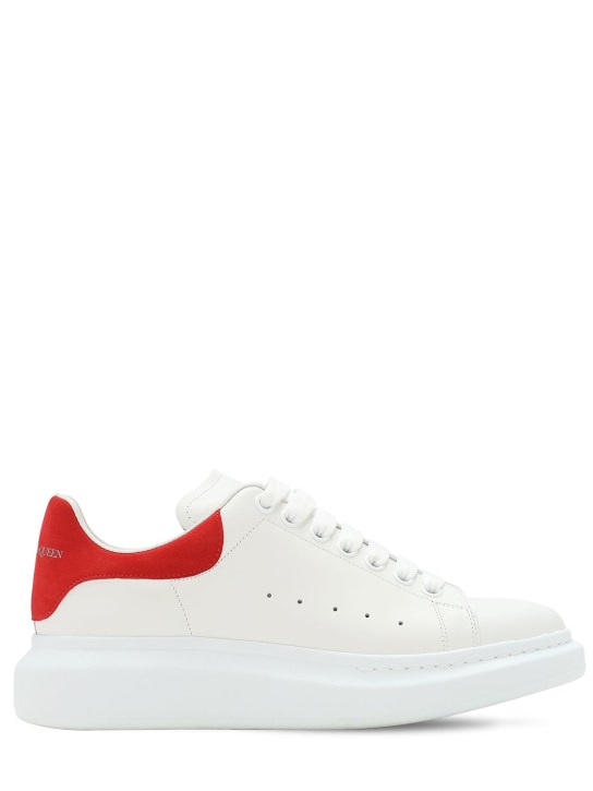 Alexander McQueen: Sneakers de piel 45mm - Blanco/Rojo - men_0 | Luisa Via Roma