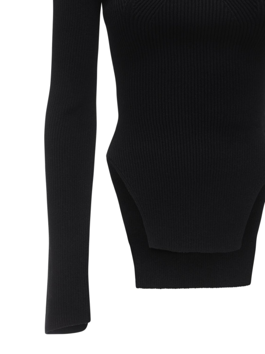 Khaite: Maddy stretch rib knit top - Black - women_3 | Luisa Via Roma