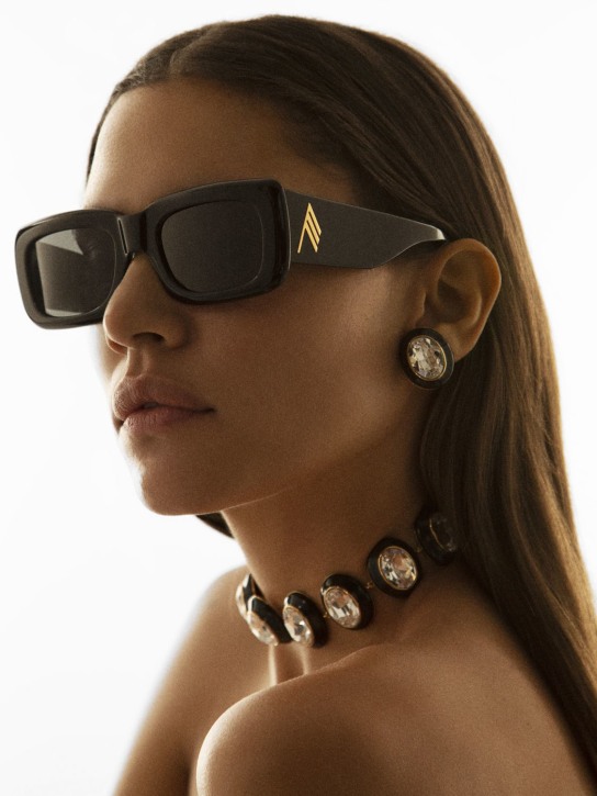 The Attico: Marfa squared bio-acetate sunglasses - Siyah/Gri - women_1 | Luisa Via Roma