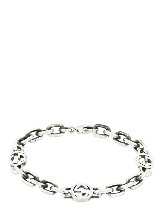 Gucci: Interlocking G chain bracelet - Silver - men_0 | Luisa Via Roma