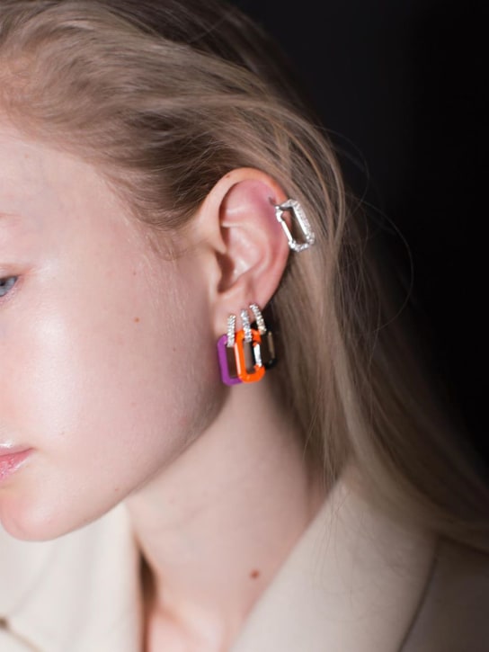 EÉRA: Chiara 18kt gold & diamond mono earring - Orange/Crystal - women_1 | Luisa Via Roma