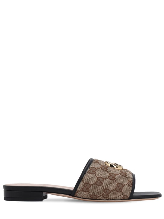 Gucci: 10mm Jolie quilted canvas sandals - Kahverengi/Siyah - women_0 | Luisa Via Roma