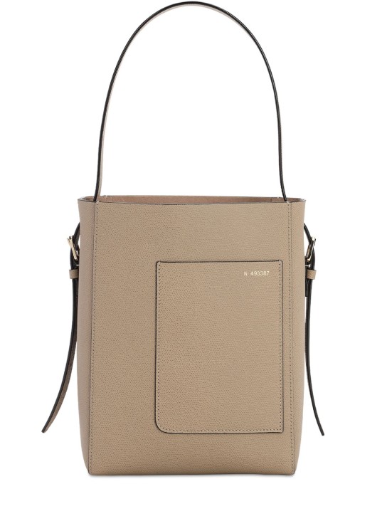 Valextra: Small Bucket soft grain leather tote bag - Oyster - women_0 | Luisa Via Roma