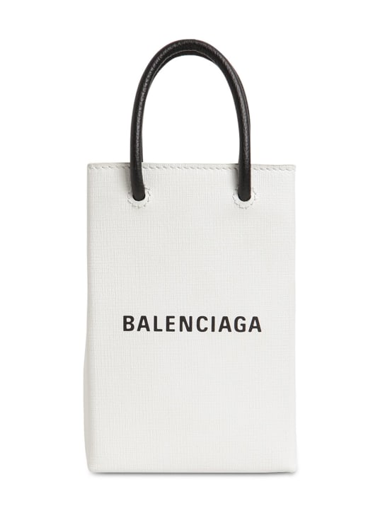 Balenciaga: Shopping皮革手机包 - women_0 | Luisa Via Roma