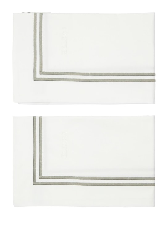 Frette: Hotel Classic cotton percale duvet set - Beyaz/Gri - ecraft_1 | Luisa Via Roma