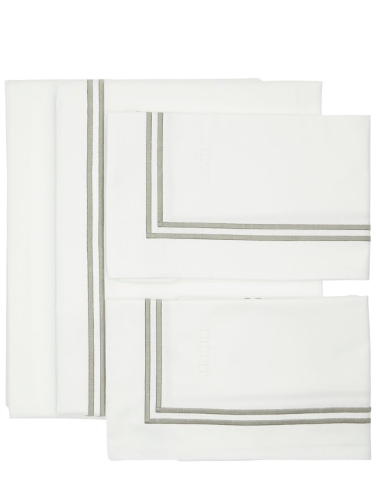 Frette: Hotel Classic cotton percale duvet set - White/Grey - ecraft_0 | Luisa Via Roma