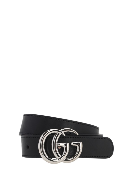 Gucci: Logo leather belt - Black - kids-girls_0 | Luisa Via Roma