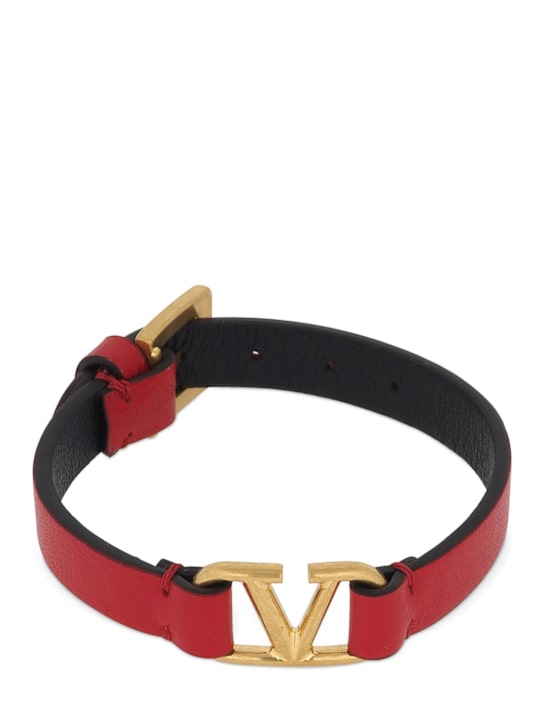 Valentino Garavani: V logo leather belt bracelet - women_0 | Luisa Via Roma